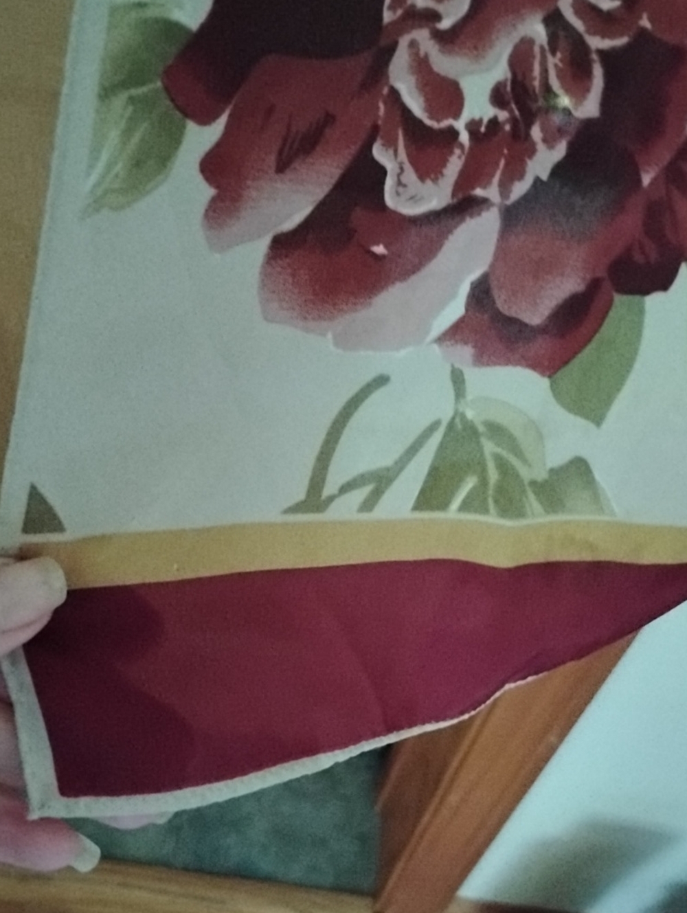 Silk Floral Elongated Scarf Burgundy,Gold By Baar & Beards - Picture 6 of 9
